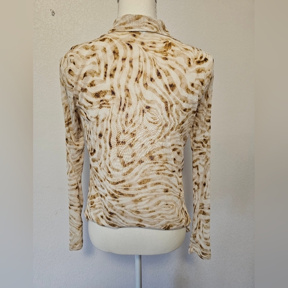 Jane & Delancey Tan and White Striped Blouse Women's Size Small NWOT - Picture 3 of 9